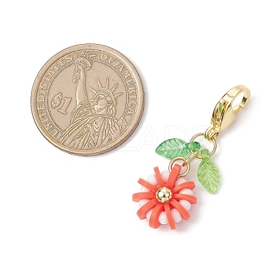 Flower Polymer Clay & Glass Pendants Decorations HJEW-MZ00327-03-1