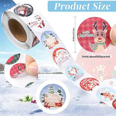 3 Rolls 3 Styles Christmas Round Dot Self Adhesive Paper Stickers Roll DIY-FS0010-32B-1