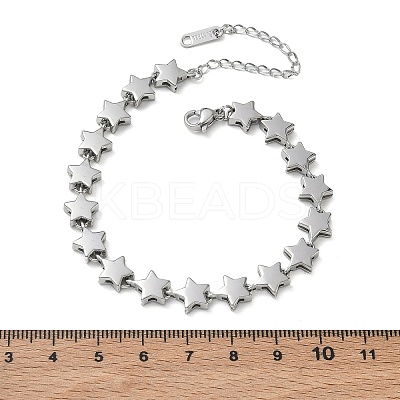304 Stainless Steel Star Link Chains Bracelets for Women SA-CBA4051-01P-1