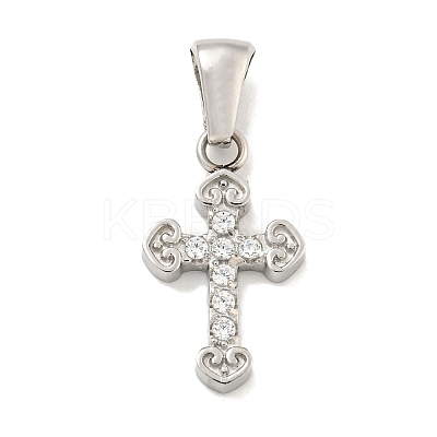 304 Stainless Steel Cubic Zirconia Pendants STAS-C102-04G-P-1