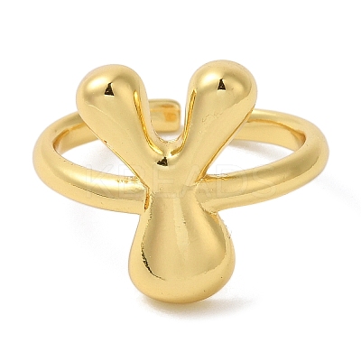 Initials Brass Open Cuff Ring for Women RJEW-N046-02Y-G-1