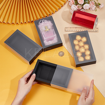 Cardboard Drawer Gift Storage Boxes with Clear Cover CON-WH0092-72C-02-1