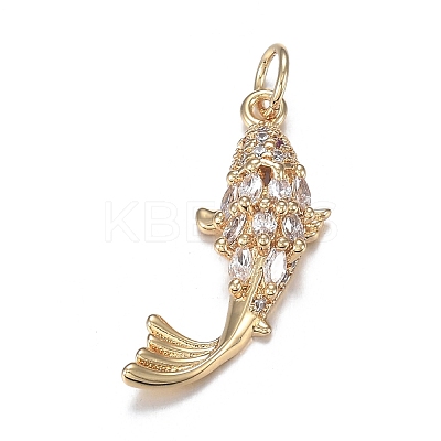 Brass Micro Clear Cubic Zirconia Pendants ZIRC-F120-044G-1