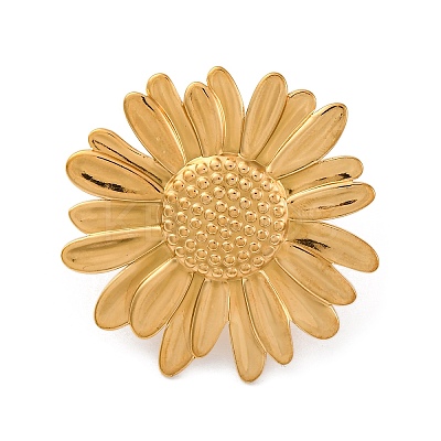 Ion Plating(IP) 304 Stainless Steel Flower Open Cuff Rings RJEW-M047-11G-1