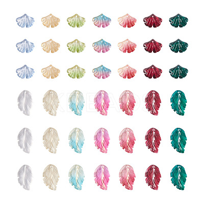 140Pcs 14 Style Transparent Baking Paint Glass Pendants LAMP-TA0001-02-1