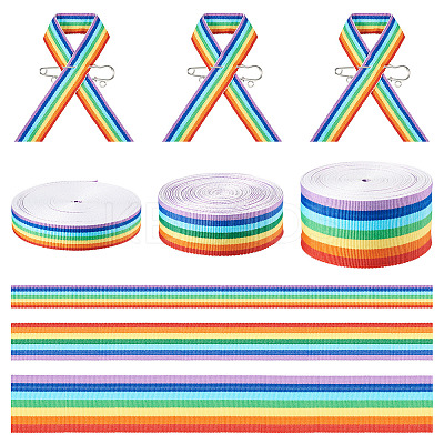 30M 3 Colors Rainbow Color Polyester Stripe Ribbons OCOR-TA0001-77-1