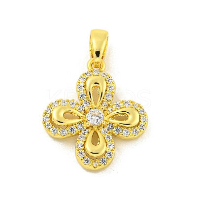 Brass Micro Pave Clear Cubic Zirconia Pendants KK-P263-06B-G-1