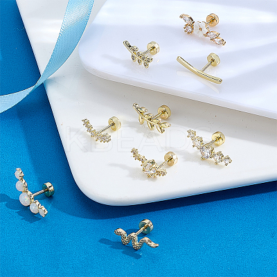 9Pcs Stainless Steel Pave Clear Cubic Zirconia Cartilage Earring Sets EJEW-PH0001-54-1