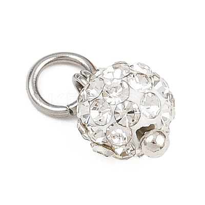 Round Handmade Polymer Clay Rhinestone Charms PALLOY-JF04456-1