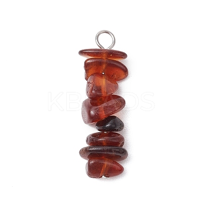3Pcs Natural Amethyst & Garnet & Obsidian Chip Beaded Constellation Pendants PALLOY-JF03043-08-1