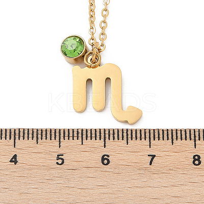 304 Stainless Steel Glass Drill Birth Stone Constellation Pendant Necklaces LS-STAS-D305-08G-H-1