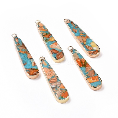 Dyed Natural Imperial Jasper Pendants G-P490-04G-1