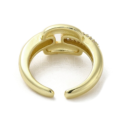 Rack Plating Brass with Clear Cubic Zirconia Cuff Rings LS-RJEW-G308-01C-G-1
