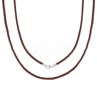 2Pcs Braided Round Leather Cord Necklace Making NJEW-BBC0001-19A-02-1