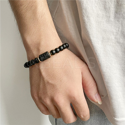 12 Constellations Theme Frosted Black Stone Round Beaded Stretch Bracelets for Women Men WG3EE4F-04-1