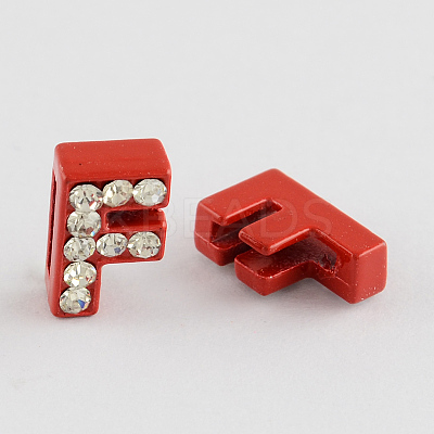 Mixed Color Zinc Alloy Grade A Rhinestone Letter Slide Charms ALRI-S130-F-1