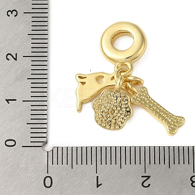 Rack Plating Brass Micro Pave Clear Cubic Zirconia European Dangle Charms KK-P279-34G-1