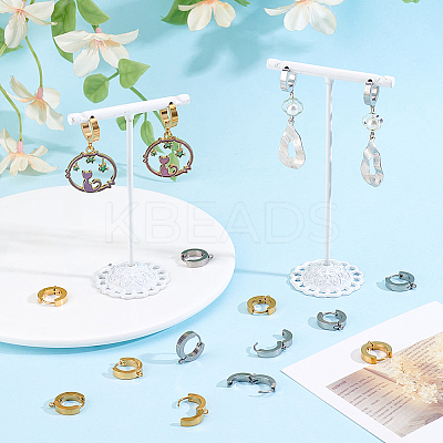 16Pcs 2 Colors 304 Stainless Steel Huggie Hoop Earrings Findings STAS-BBC0009-68C-1