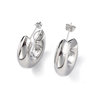 Brass Thick Ring Stud Earrings EJEW-P214-15P-1