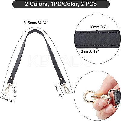 2Pcs 2 Colors PU Leather Bag Handles DIY-FH0003-05-1