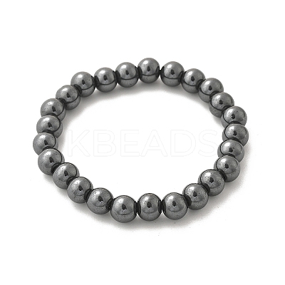 Non-magnetic Hematite Beaded Ball Stretch Bracelets BJEW-M066-B-02-1