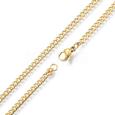 Men's 201 Stainless Steel Cuban Link Chain Necklace NJEW-N050-A06-3-40G-1