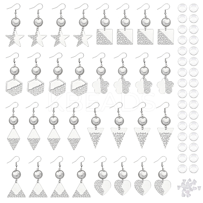 16 Pairs 8 Styles Blank Glass Dome Dangle Earrings EJEW-AB00007-1