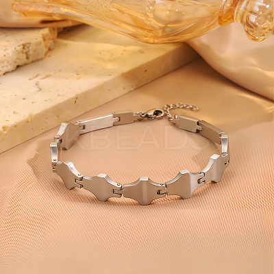 304 Stainless Steel Geometric Rhombus Link Chain Bracelets for Women WG21875-01-1