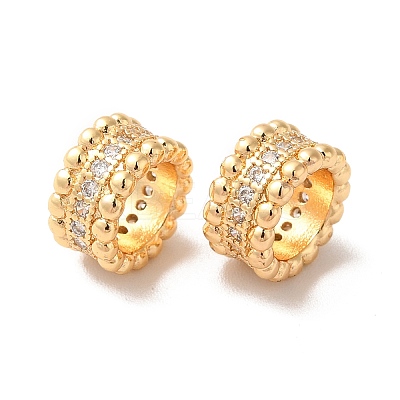 Rack Plating Brass Micro Pave Cubic Zirconia European Beads KK-M242-04G-1
