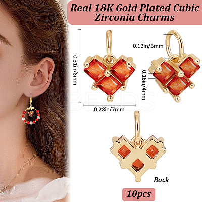 10Pcs Brass Cubic Zirconia Charms ZIRC-BBC0003-05-1