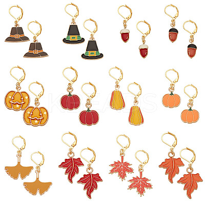 24Pcs 12 Styles Alloy Enamel Pendant Decorations HJEW-PH01903-1