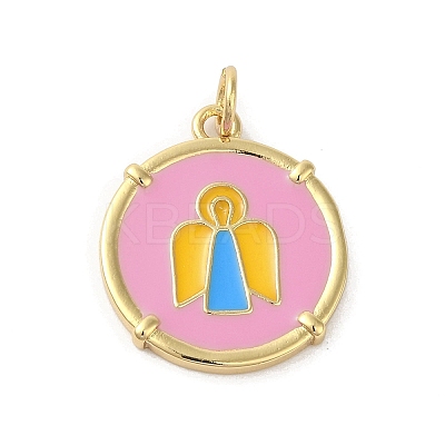 Rack Plating Brass Enamel Pendants KK-C052-35G-01-1