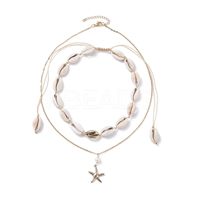 Starfish Pendant Neckelaces for Girl Women NJEW-JN03744-1