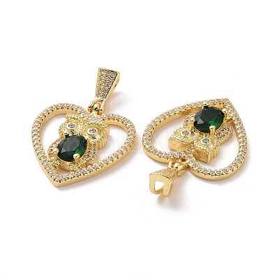 Brass Micro Pave Clear Cubic Zirconia Pendants ZIRC-F134-18G-02-1