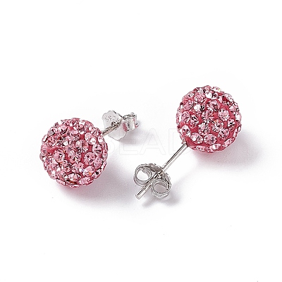 Gifts for Her Valentines Day 925 Sterling Silver Austrian Crystal Rhinestone Ball Stud Earrings for Girl Q286H111-1