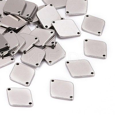 Tarnish Resistant Smooth Surface Stainless Steel Rhombus Stamping Blank Tag Links connectors STAS-R064-72-1