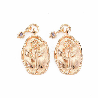Brass Tanzanite Rhinestone Pendants KK-S364-216-1
