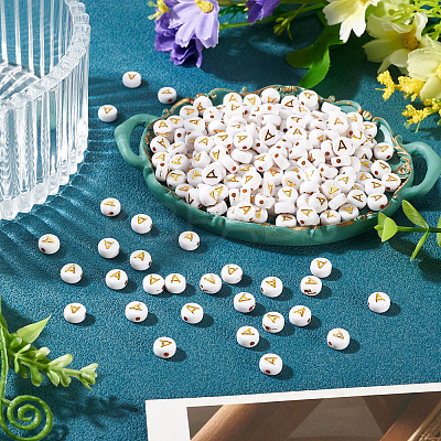 500Pcs Plating Acrylic Beads PACR-TADJ0001-01A-1