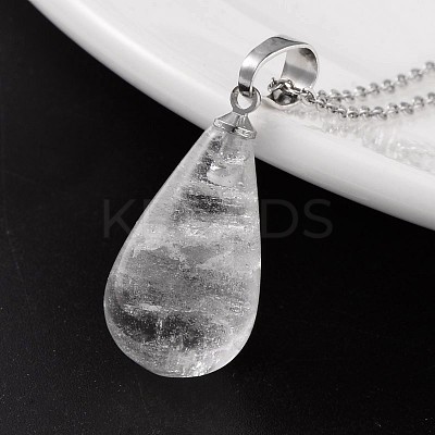 Teardrop Platinum Tone Brass Quartz Crystal Pendants G-F267-04I-1