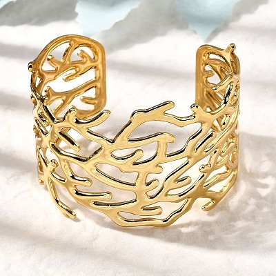 304 Stainless Steel Cuff Bangles BJEW-L705-02G-1