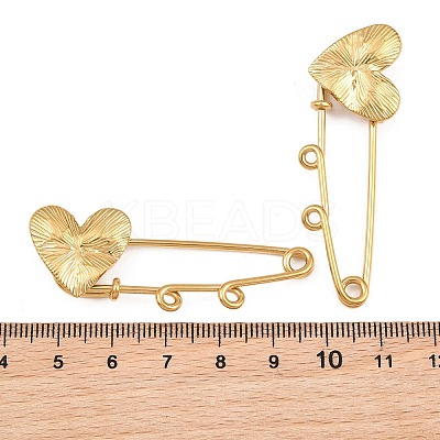 Radiant Heart 304 Stainless Steel Safety Pins Brooch Findings SA-CBA098D-15C-G02-1