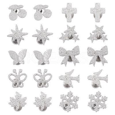 10Pairs 10 Styles 304 Stainless Steel Stud Earrings EJEW-TA0008-61-1