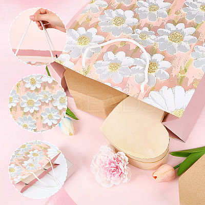 1Pc Flower Printed Paper Gift Storage Bags with Rope Handle ABAG-SP0001-09B-1