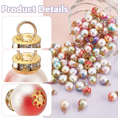 100Pcs 10 Colors Gradient Color ABS Plastic Imitation Pearl Pendants FIND-PH0023-54-1