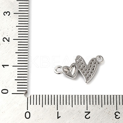 Brass Micro Pave Clear Cubic Zirconia Connector Charms KK-G503-33P-1