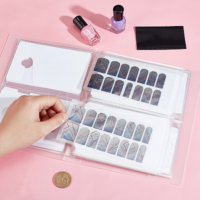 80 Slots PP Nail Stickers Empty Storage Showing Holder Organizer MRMJ-WH0064-41-1
