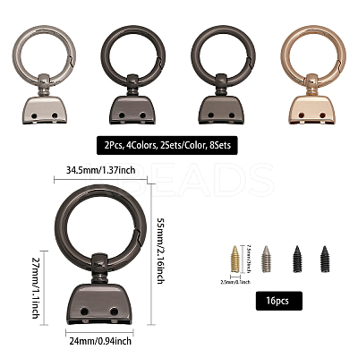 8 Sets 4 Colors Alloy Spring Gate Rings FIND-CA0007-97-1