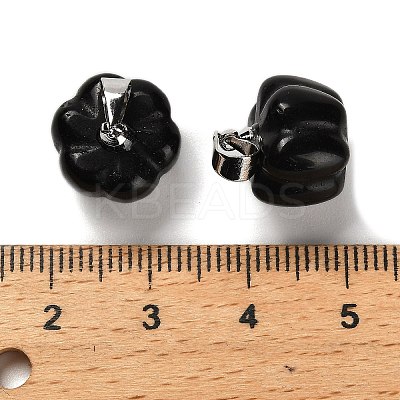 Natural Obsidian Pumpkin Charms G-K338-27P-02-1