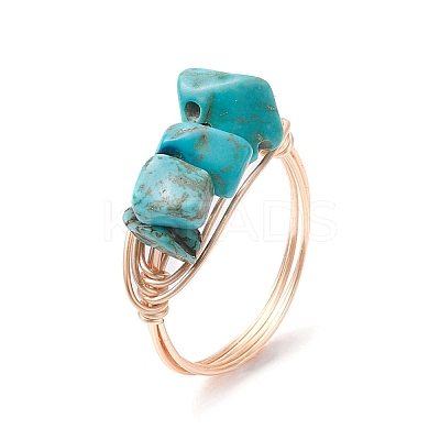 4Pcs 4 Style Natural & Synthetic Mixed Gemstone Chips Braided Bead Finger Rings RJEW-TA00111-1