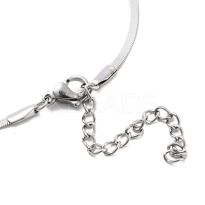 304 Stainless Steel Flat Snake Chain Bowknot Pendant Necklaces for Women NJEW-Z050-01P-02-1